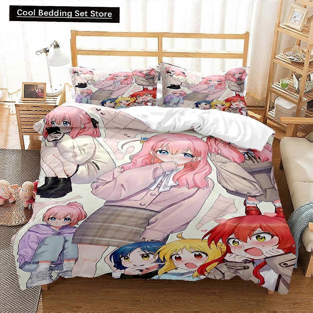 x2065 Lakan Anime Lonely Rock Digitalt tryck Polyester Sängkläder Uppsättningar Överdrag Pojkar Sängkläder Set för tonåringar Sängkläder Set 3-delat sängkläder S