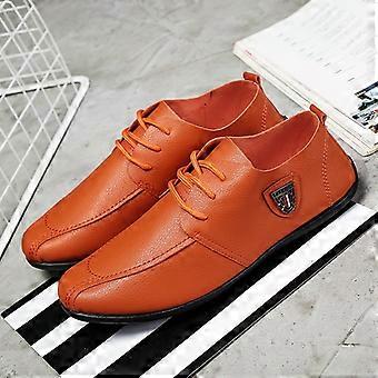 Hommes d’été Casual PU Cuir Chaussures Doux Confortable Respirant Chaussures (Jaune 42)