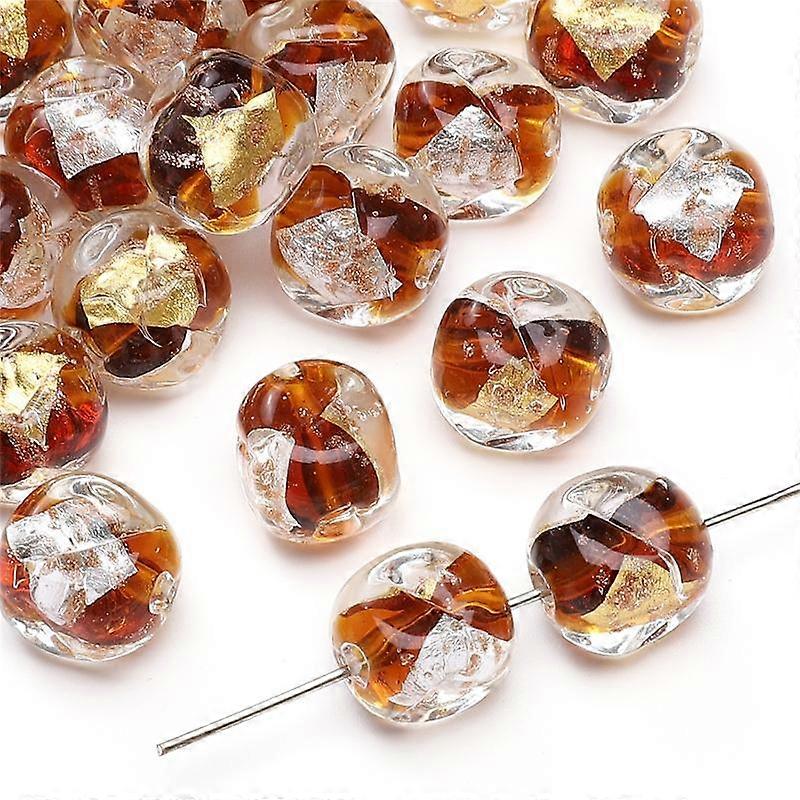 Crystal Glass Beads Loose Spacer Retro Gold Foil Beads for Jewelry Making DIY Bracelet Necklace