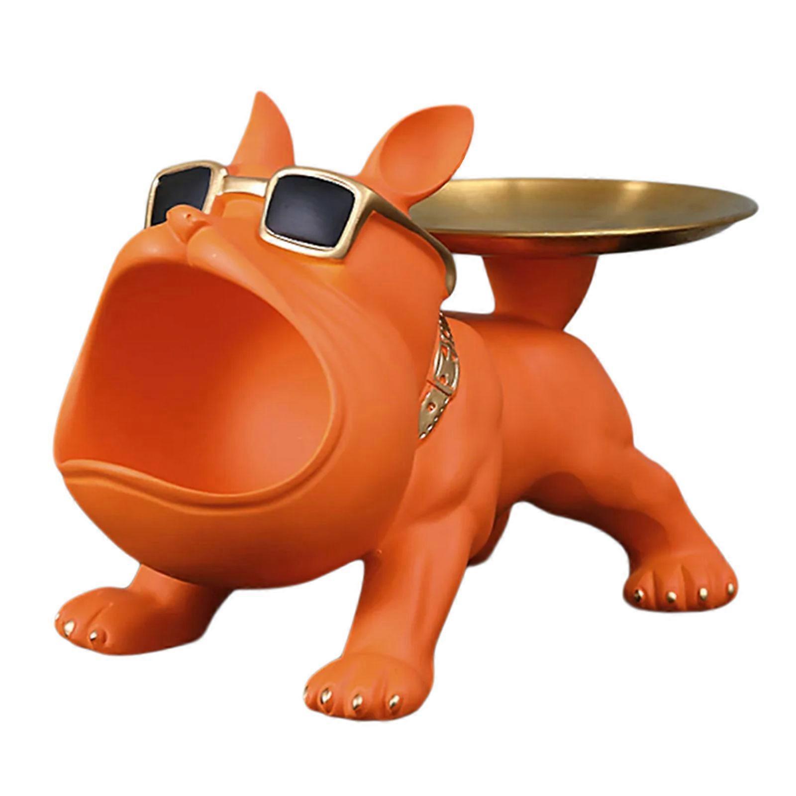 Functional Key Storage Solution Big Mouthed Dog Shaped Shaped Key Holder Resin And Iron Key Tray For Entryways And Desks  Orange