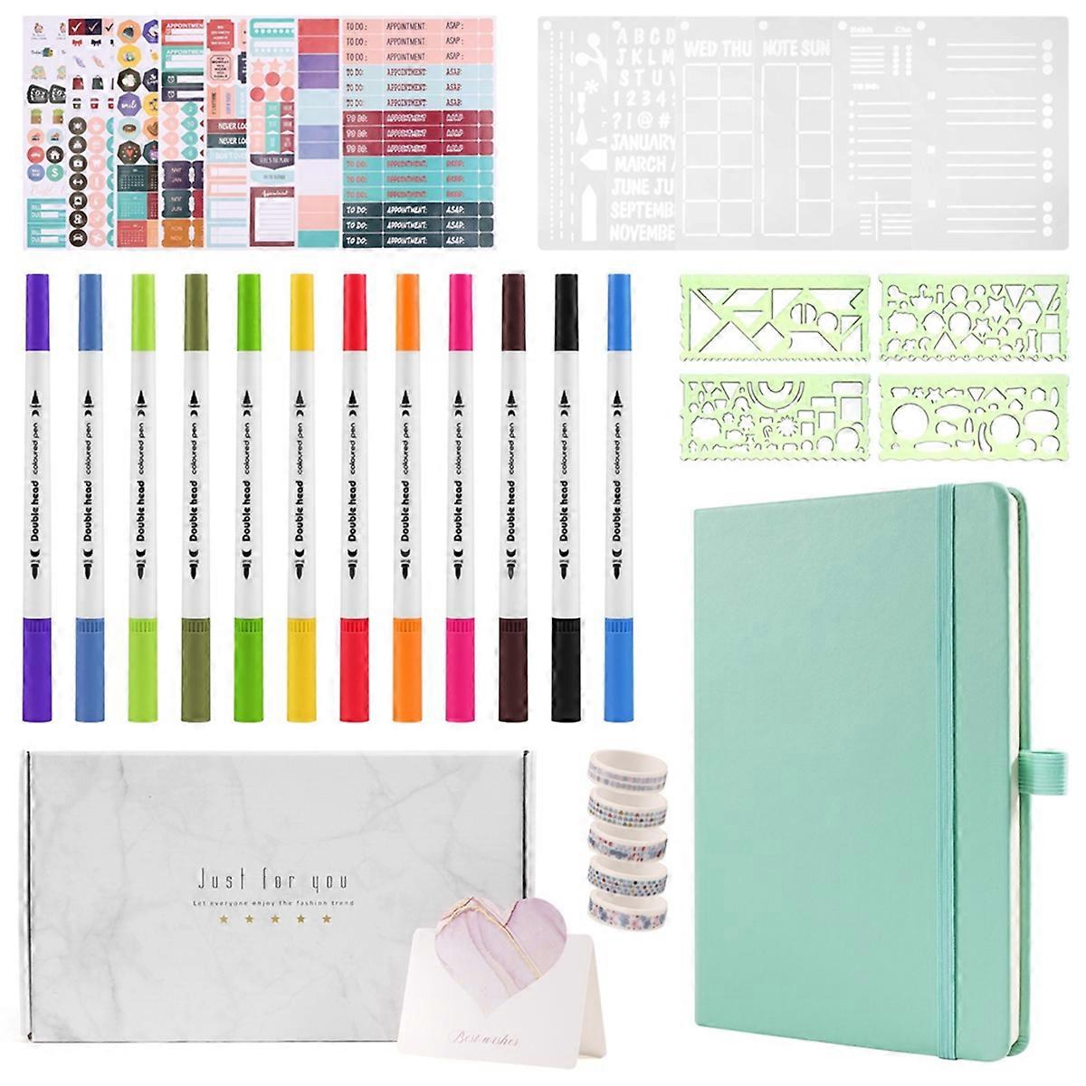 A5 Hardcover Dotted Journal Notebook with 184 Numbered Pages,Dotted Journaling Kit for Beginner Pin