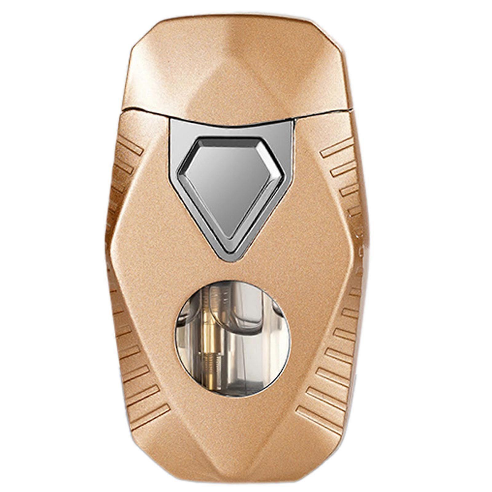 Cool Mecha Design Dual Flame Lighter, Refillable Butane Lighter with Visible Gas Window, Windproof Adjustable Jet Flame and Soft Flame