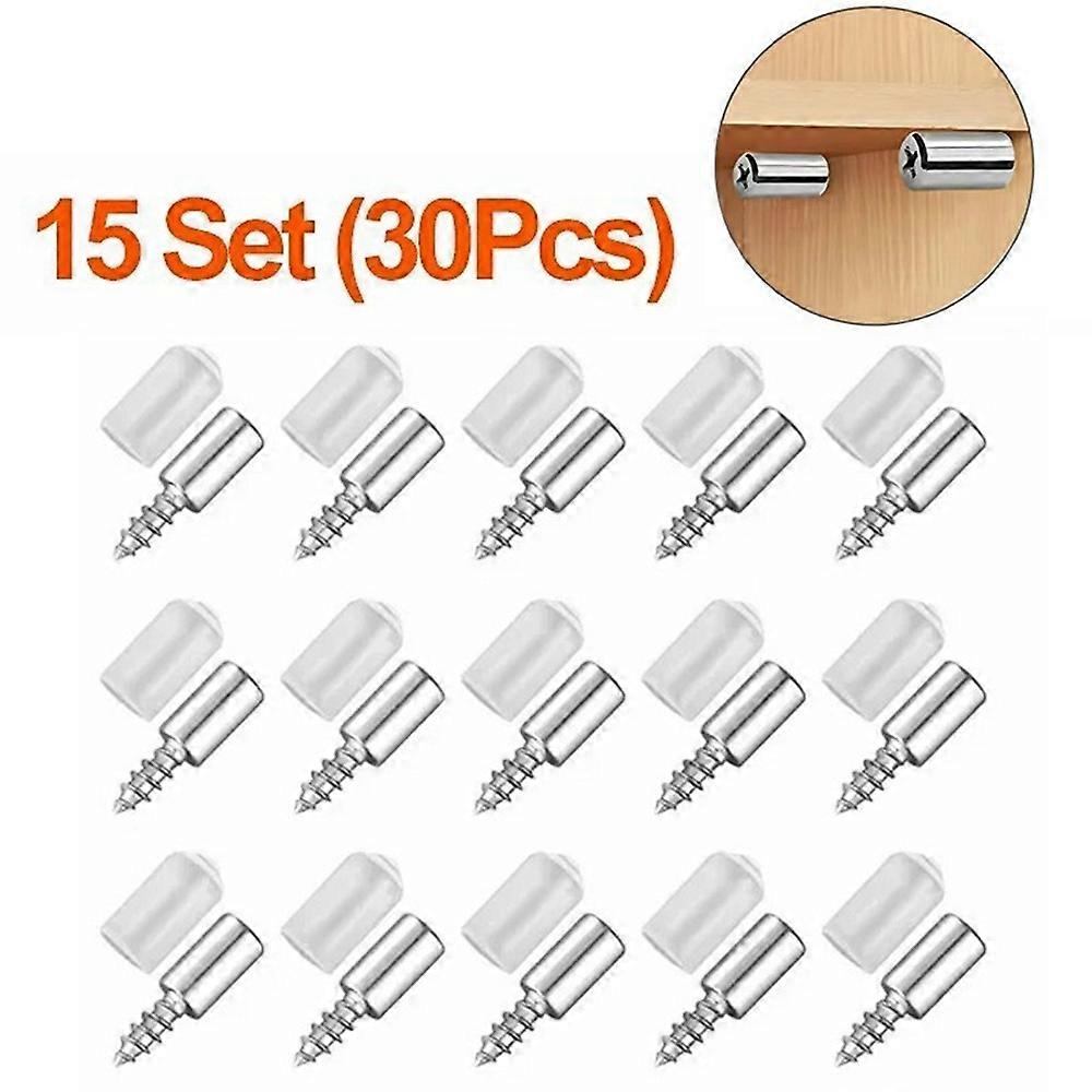 AS 15 Sets Self Tapping Screws Furniture Mounting Pins with White Plastic Sleeves for Cabinet Wardro