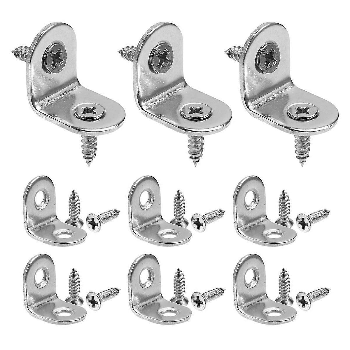 100PCS L Brackets for Shelves Corner Brackets for Wood Angle Bracket Stainless Steel with Screws Br