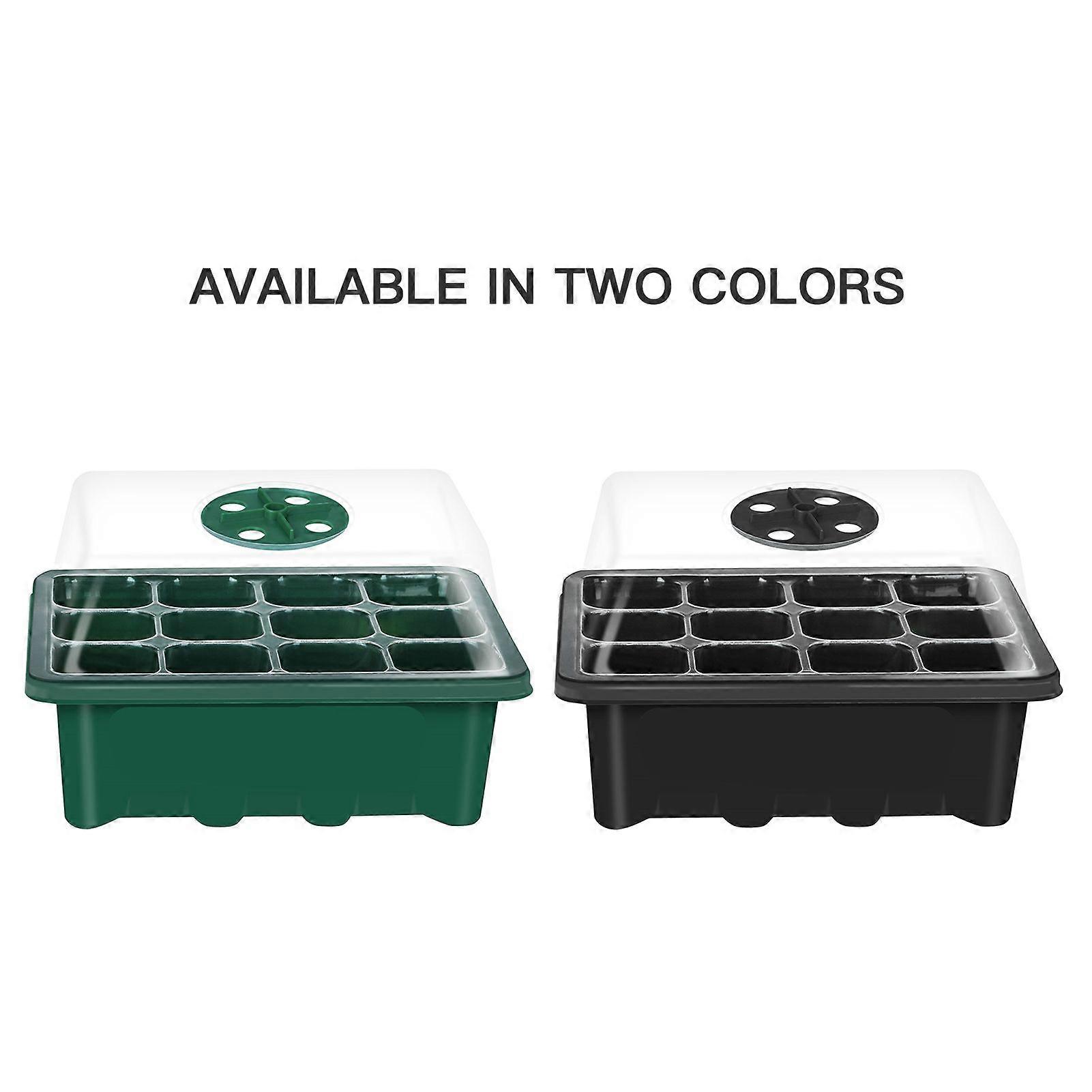 10 Set Seed Trays Seedling Starter Tray (12 Cells per Tray)with Adjustable Dome Lids and Base Plus Plant Tags Hand Tool Kit