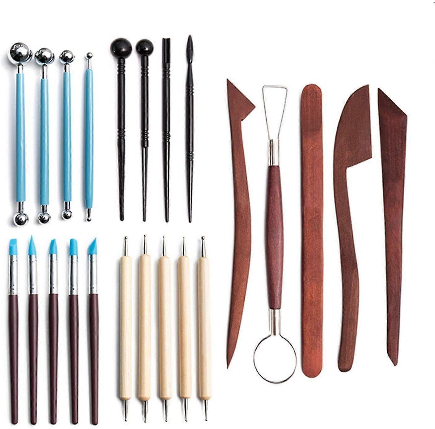 23Pcs Polymer Clay Tools Modeling Clay Sculpting Tools Kits for Pottery Sculpture Wooden Dotting Tools
