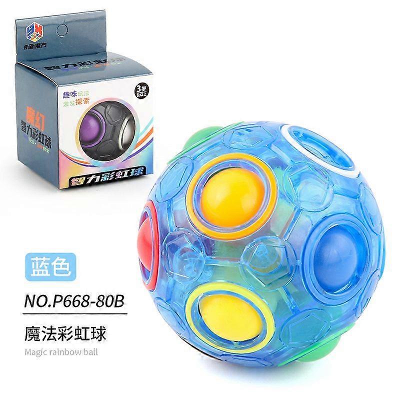 P668-80B Rainbow Ball Blue Chinese Box 103.8G# Rainbow ball decompression rotary gyro children's puzzle round 12-hole mixed color magic ball toy