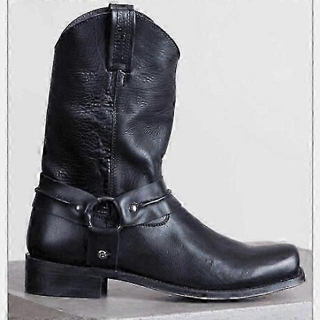 Retro Kovboy Çizmeleri Kadın Erkek Orta Buzağı Açık Botlar Erkekler Vintage PU Sıcak Ayakkabılar Adam Kayma Ayakkabı Kış Gladyatör Patik Unisex