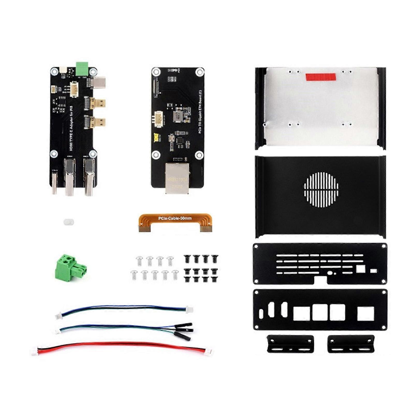 Metal Case with Integrated PCIE Expansion Board Optional For RPi 5 Easy Cable Management