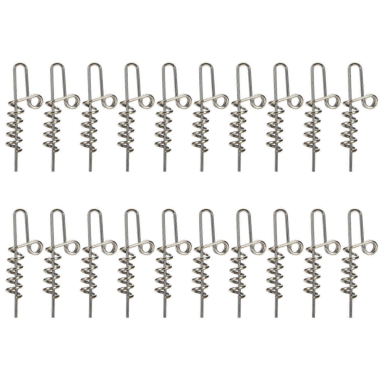 20Pcs Soft Fishing Lures Tools Worm Lures Spring Lock Pins Fixing Needle Tackle Soft Lures Pins Fishing Baits Connector Small