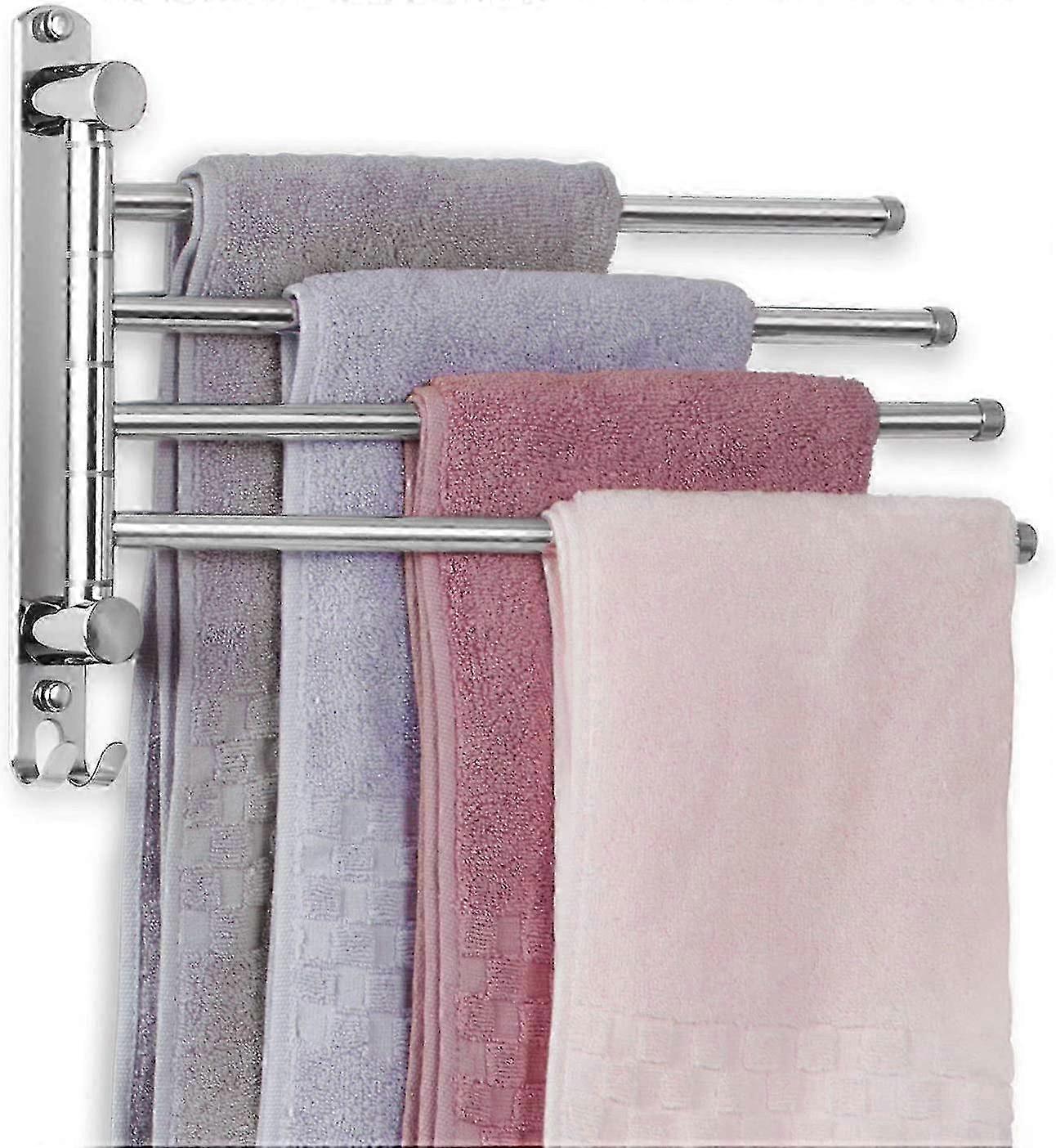 Sunrain 180 Rotation Towel Holder Stainless Steel Bath Towel Holder With 4-armed Swivel Arm Towel Rail Wall-mounted Bathroom Towel Rails Brushed Comp