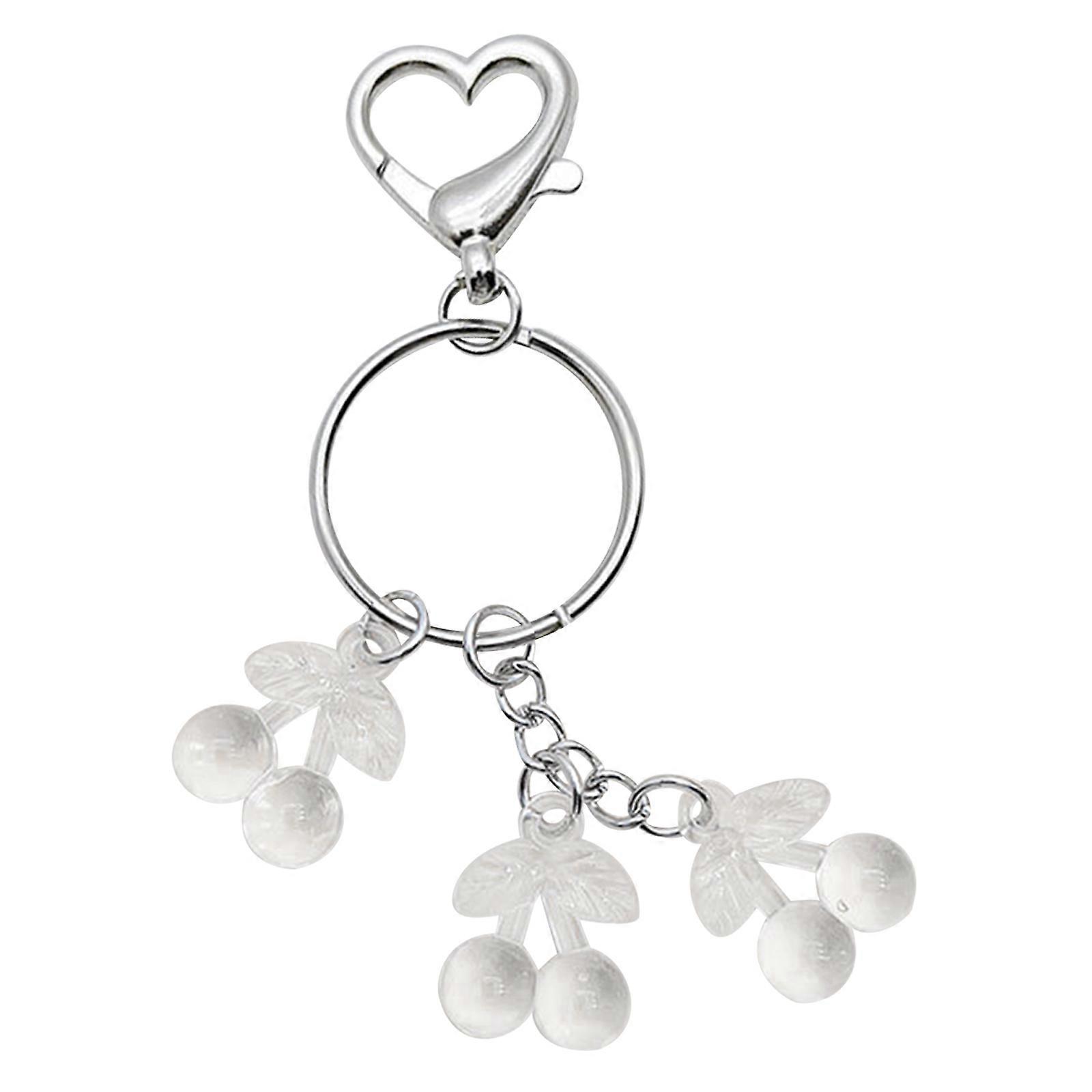 Handmade Strawberry Fruit Pendant Keychain Charming Crystal Cherry Charm Keychain Unique Keyring Keyholder Bag Decor
