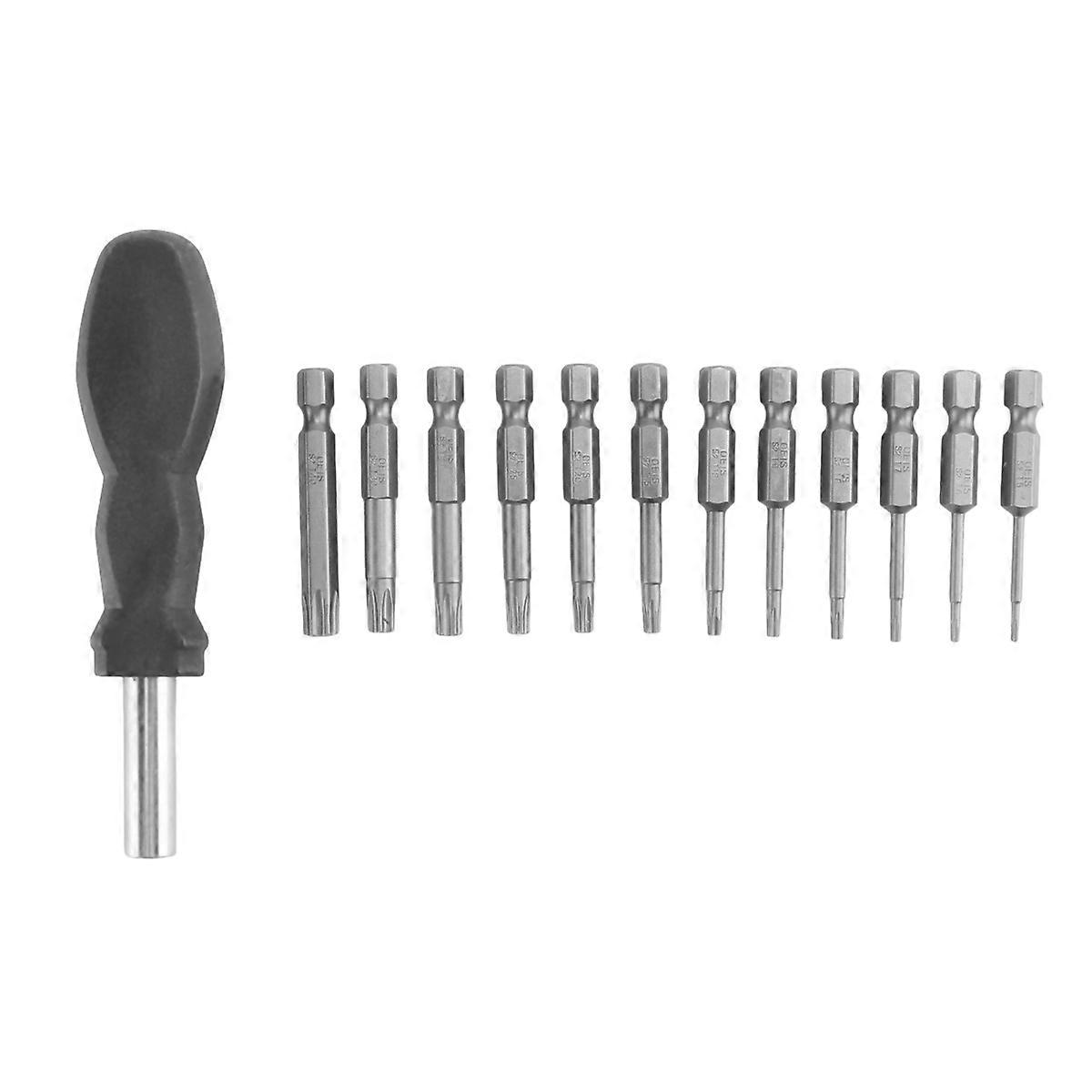 12 Pack Torx Screwdriver Bit Set 1/4 Inch Hex Shank T5-T40 Star Screwdriver Tool Kit with 1 Pack Han