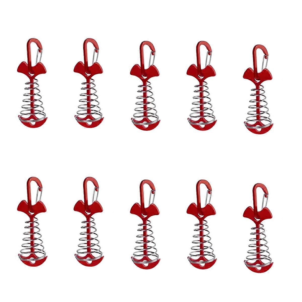 10PCS Fishbone Nail Rope Buckle Camping Tent Outdoor Deck Gap with Spring Fixing Nails Anchor Windpr