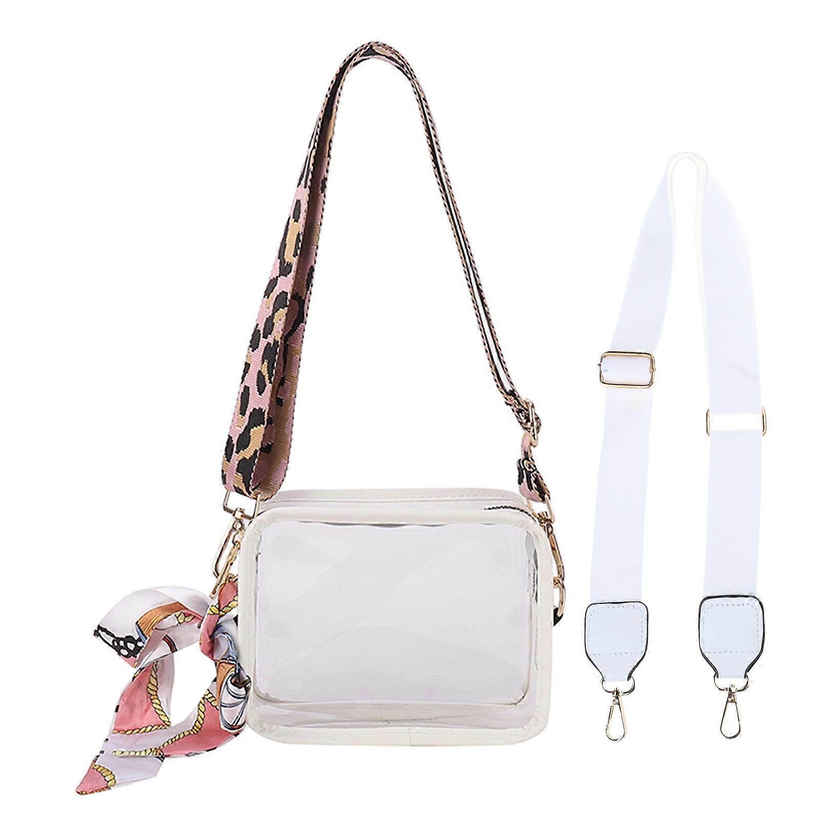 Clear Shoulder Bag Stylish PVC Handbag for Everyday Use Transparent Purse with Removable Patterned Strap