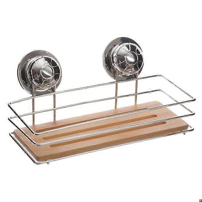 5five - rektangulär hylla i krom i metall och bambu