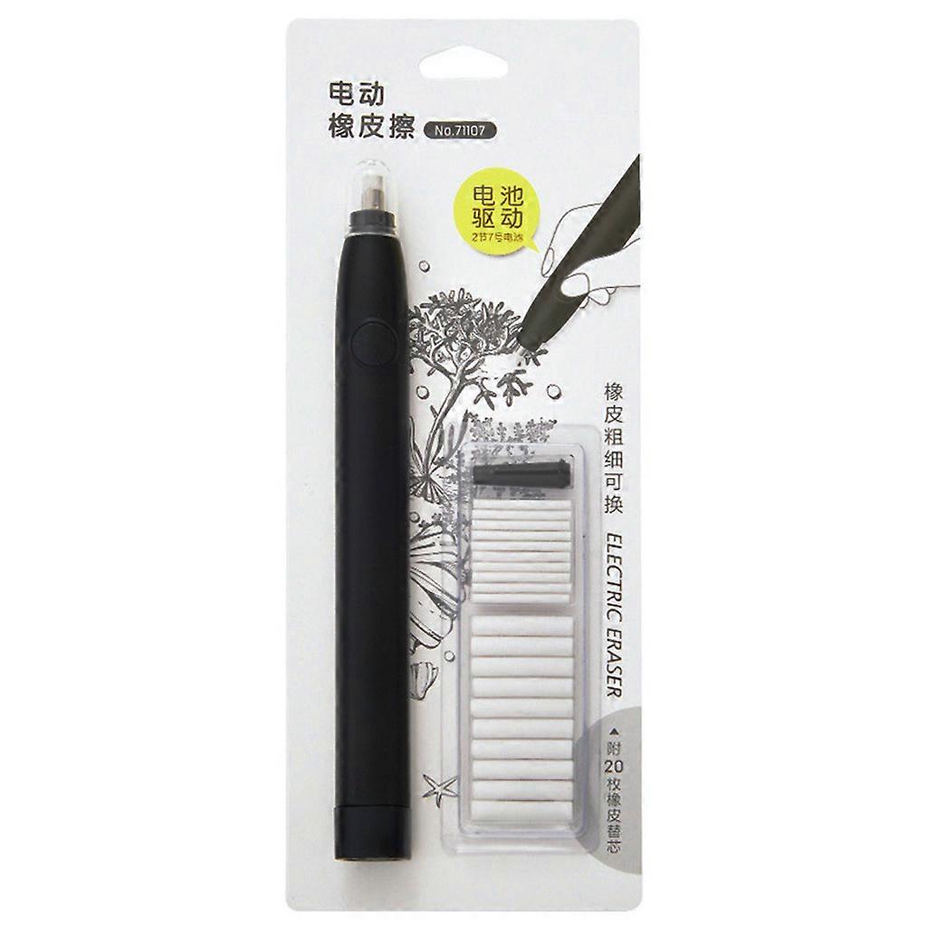 Borracha de lápis elétrica Kawaii com 20 recargas para crianças Pintura Esboço Drawin Preto