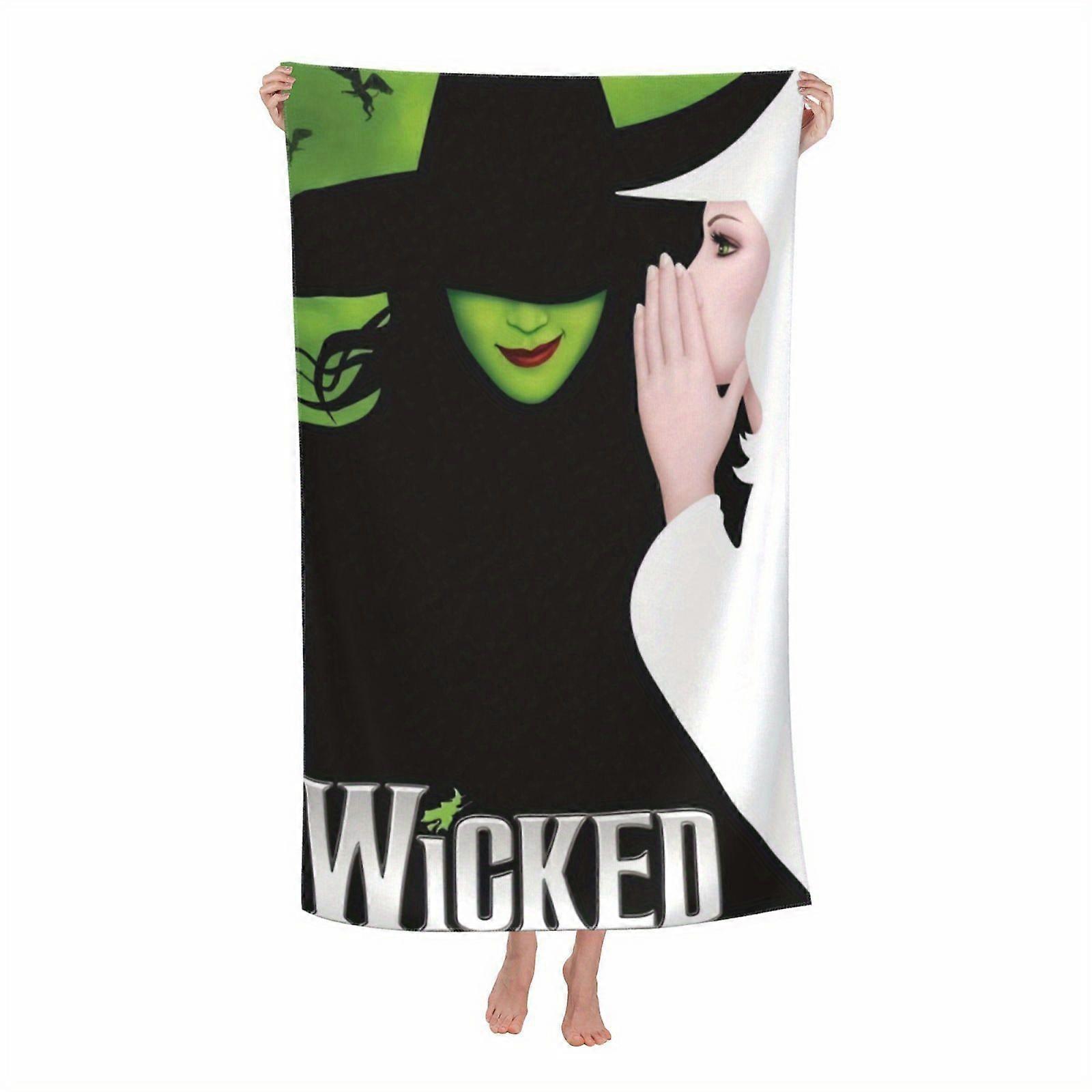 منشفة شاطئ سريعة الجفاف ذات طابع Wicked - فائقة الامتصاص ، بوليستر ناعم ، حجم كبير لليوغا والسباحة وركوب الأمواج - تتميز بتصميم "شرير" مبدع مع
