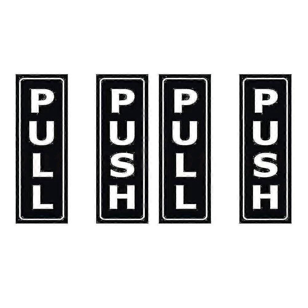 4 Pcs Push Pull Door Sign Stickers for Office & Retail - Durable, Waterproof, Easy Install Window Signs
