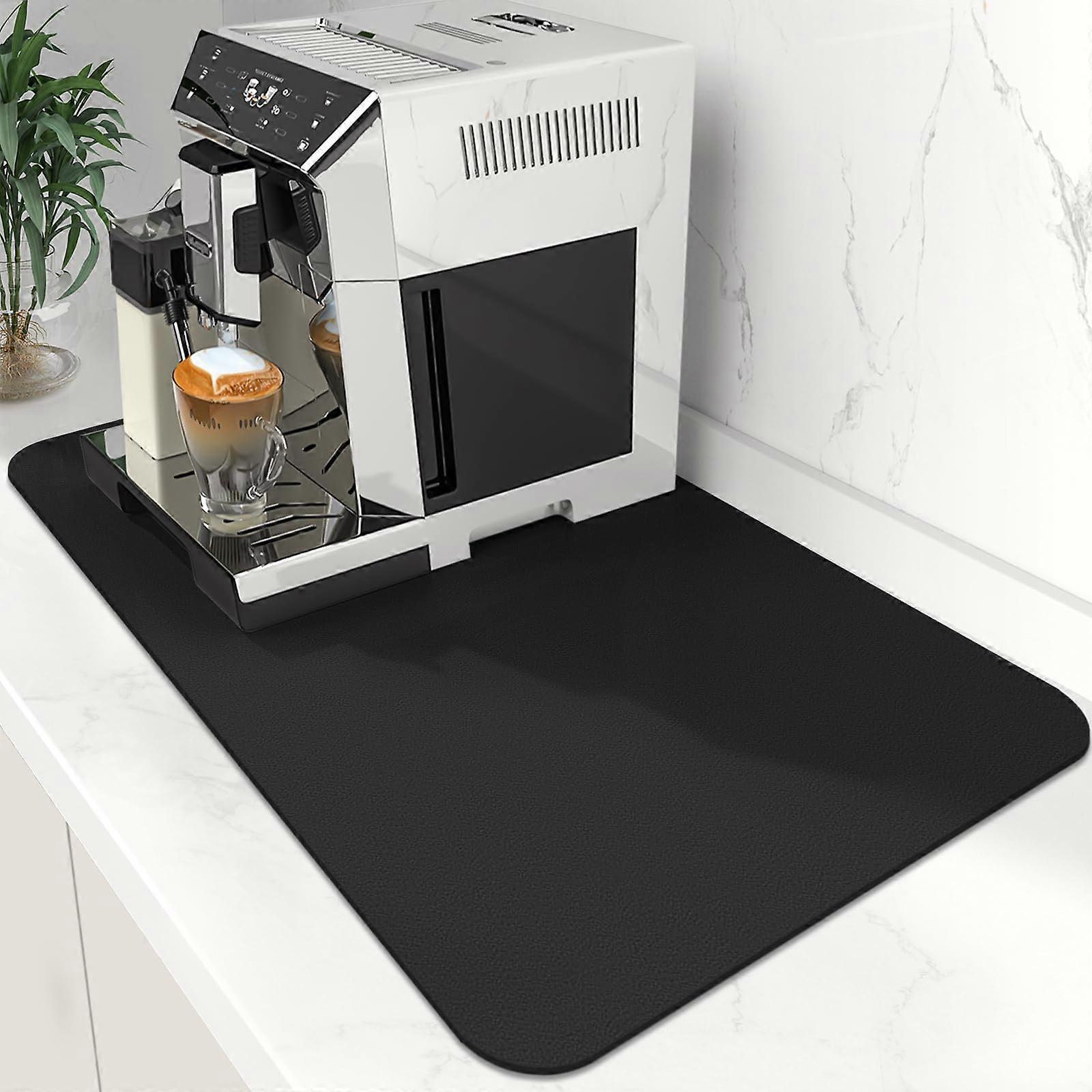 Coffee Mat Super Absorbent Dish Drying Mat For Coffee Bar, Machine Compatible, Large 12 W x 19 L, Black