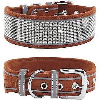 JiaWei Strass Hundehalsband, weich, bequem und modisch mit hellen reflektierenden Streifen, Diamond Crystal Haustier Halsband für kleine bis mittlere Do SY0