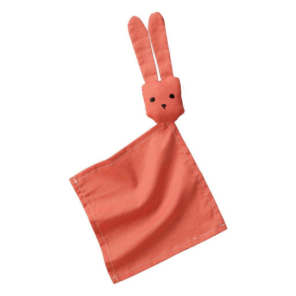 Baby Soothe Appease Towel Bib Soft Cotton Linen Rabbit for Doll Facecloth Bath T Rust red