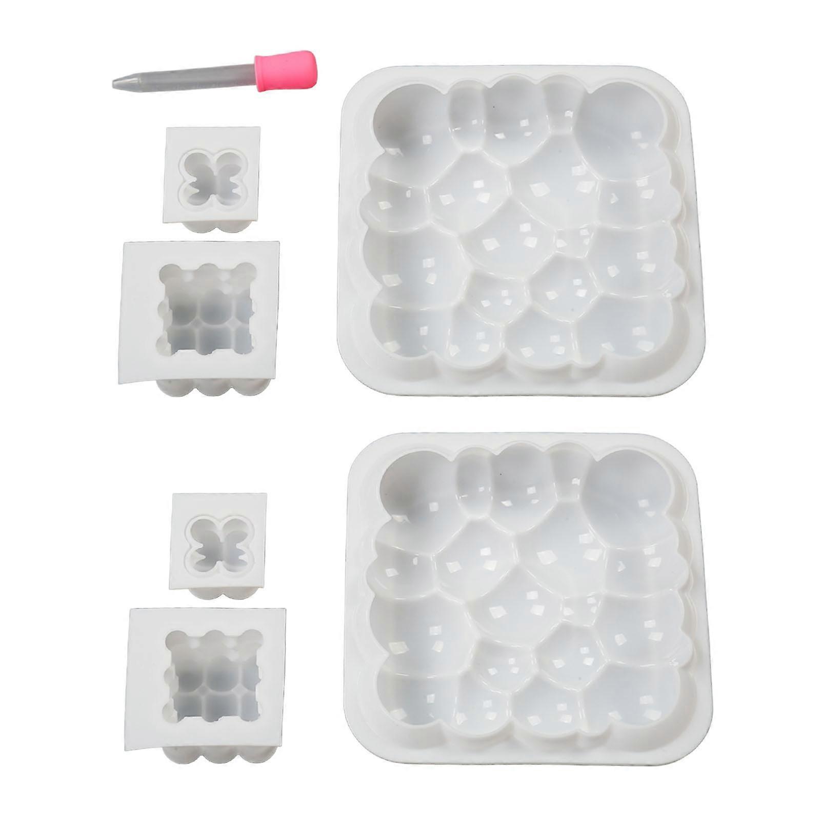 6pcs 3D Cube Silicone Soap Molds with Dropper for Candles Wax