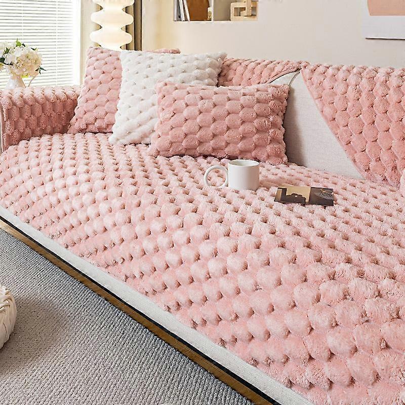 Thicken Rabbit Plush Sofa Cover Universal Solid Color Sofa Cushion Non-slip Couch Slipcovers Living Room Soft Warm Sofa Cushion