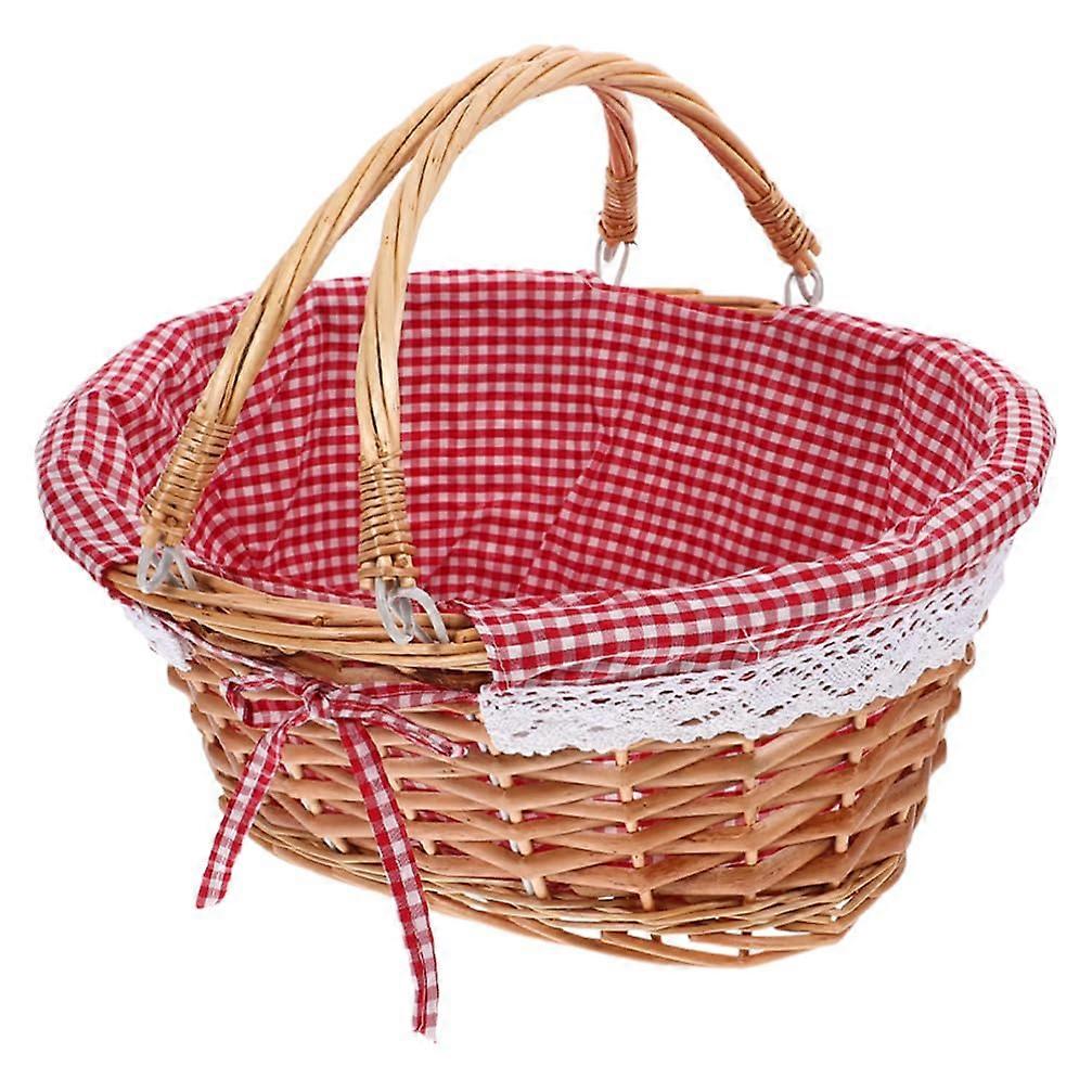 Kids Basket Grocery Shopping Bag with Handle, Lightweight Picnic Basket Beach Tote, Durable Fabric, Colorful Design