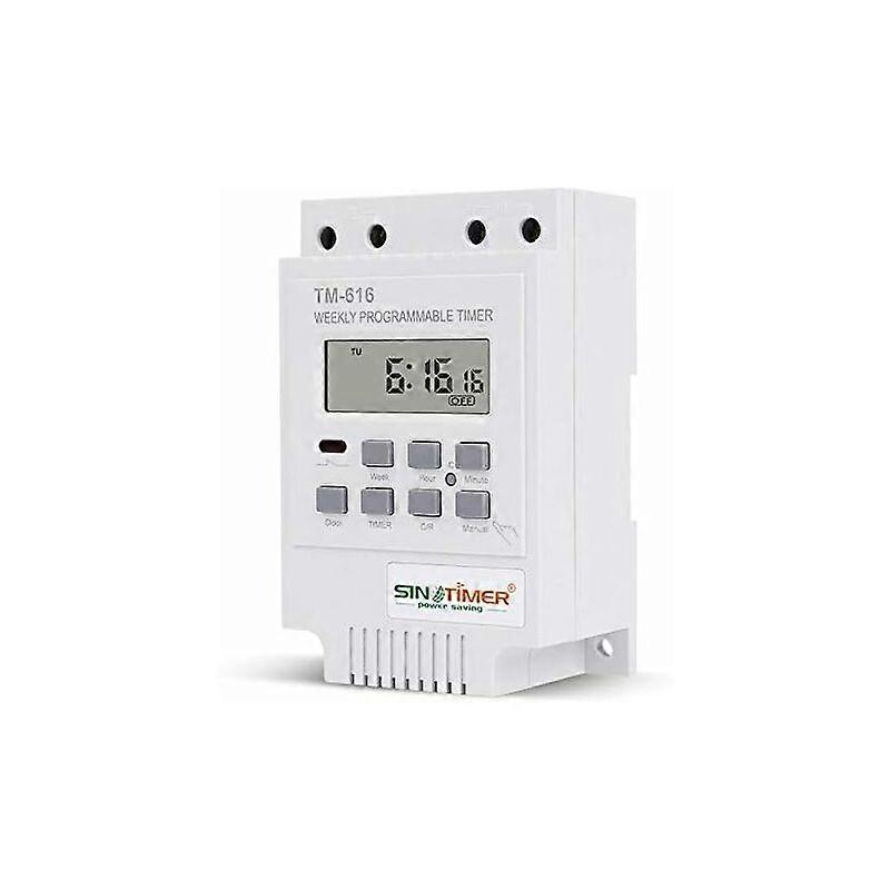 1x TM616 Relay Switch Programmer, 12V Timer Schedule Electric Weekly Digital Timer Switch with LCD Digital Display - White