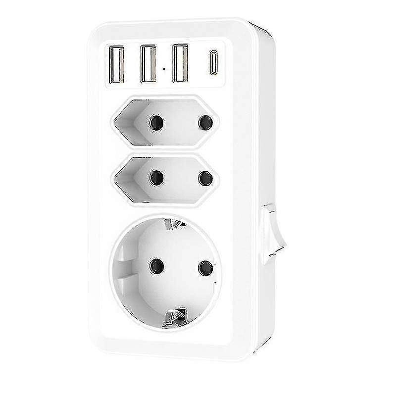 Socket Adapter, Usb Socket 7 In 1 Multiple Socket With 2 Euro Sockets 1 Schuko