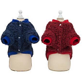 2 Pieces Dog Sweater, Dog Coat for Small Medium Dog or Cat, Winter Warm Soft Cotton Pet Jacket for Puppy(Navy Blue+Wine Red)