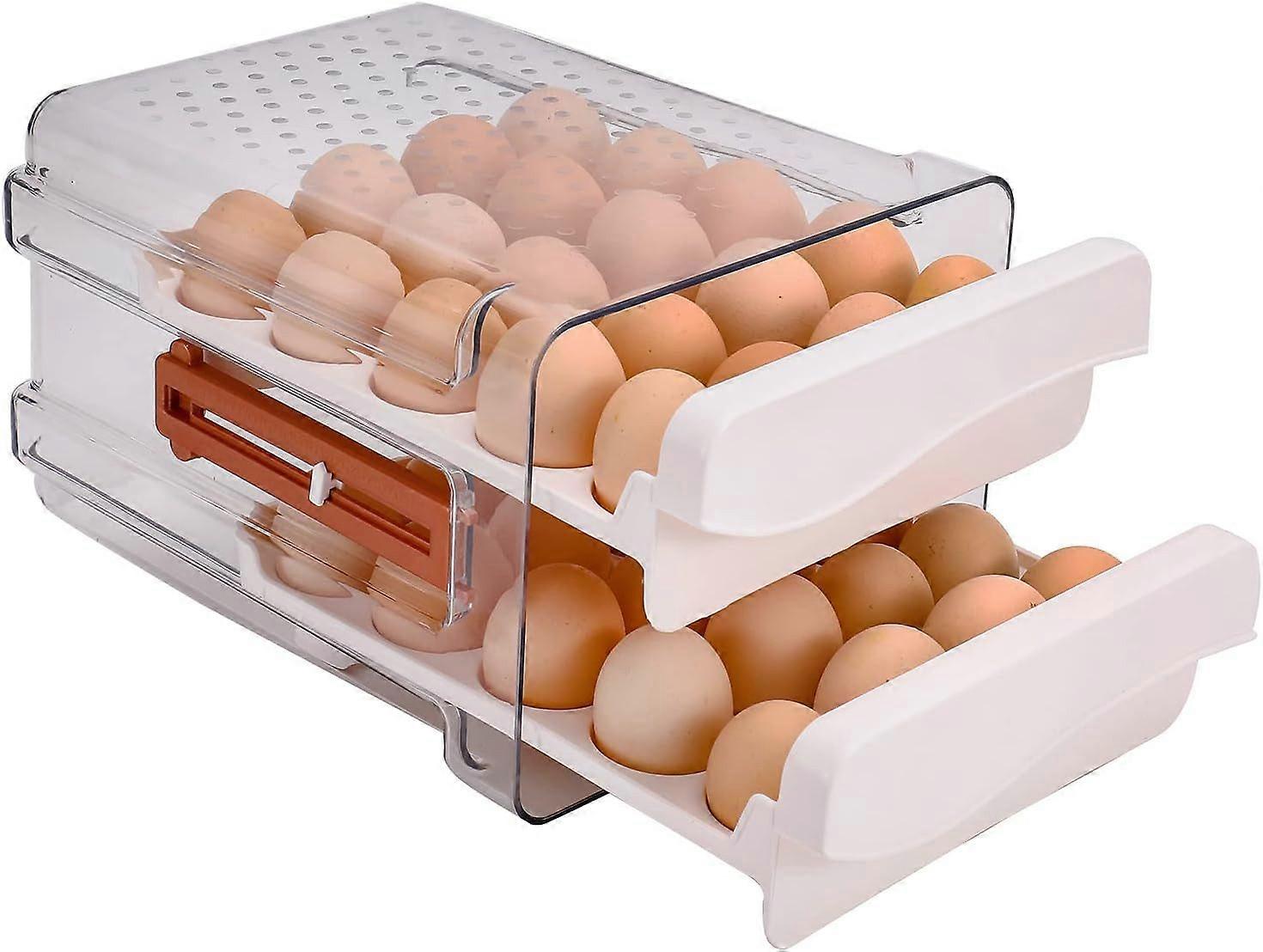 Egg container, 40 grids, 2 layers egg holder, egg organizer, stackable design, durable material
