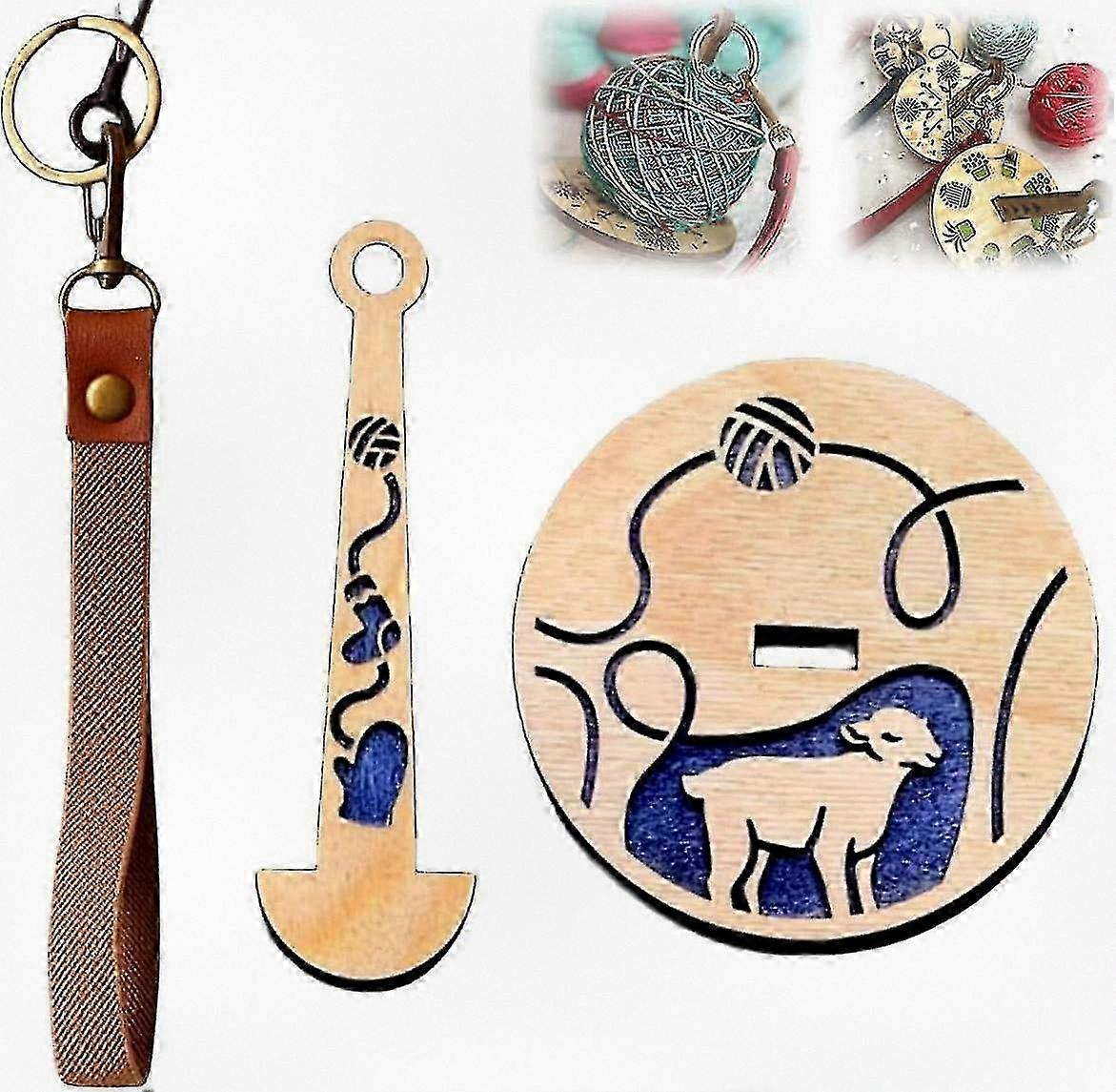 Wooden Portable Yarn Holder for Knitting and Crocheting with Twirling Mechanism and Thread Organizer