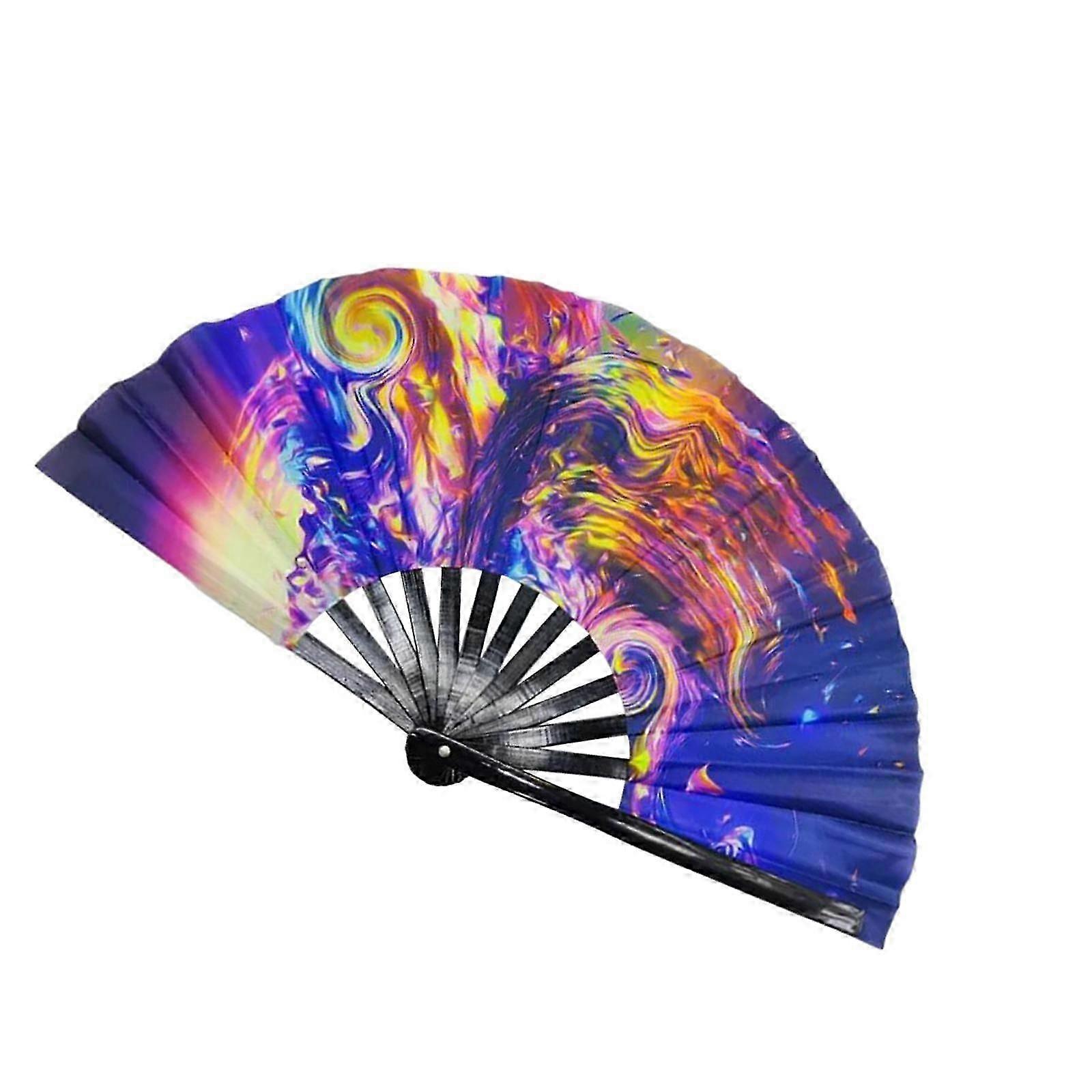 Folding Hand Fan Folding Fan Fluorescent Effects Handheld Fan Chinese Kung Fu for Martial Arts Fans Dancing Props