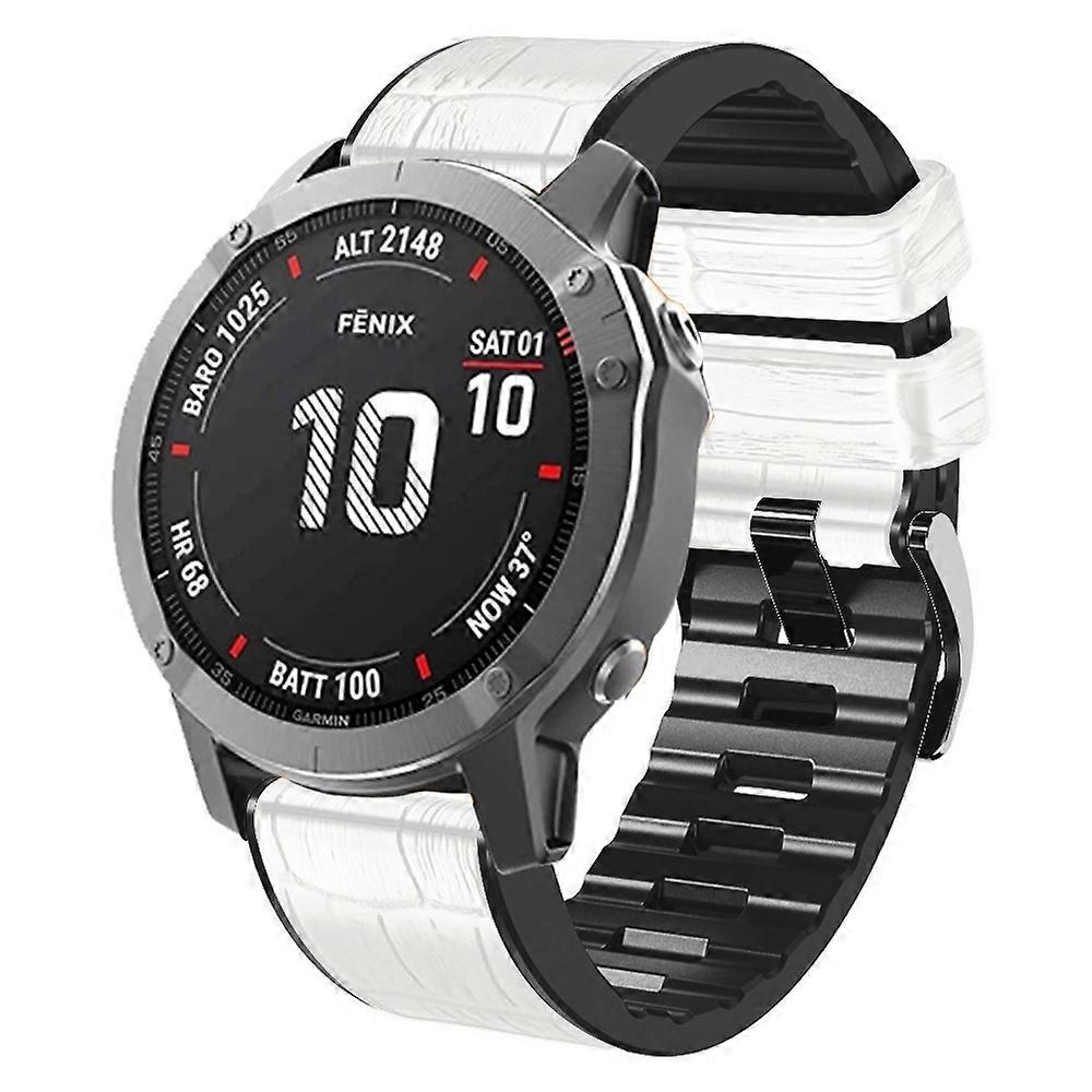 For Garmin Fenix 7X / 6X / 5X Crocodile Texture Silicone Leather Watch Band