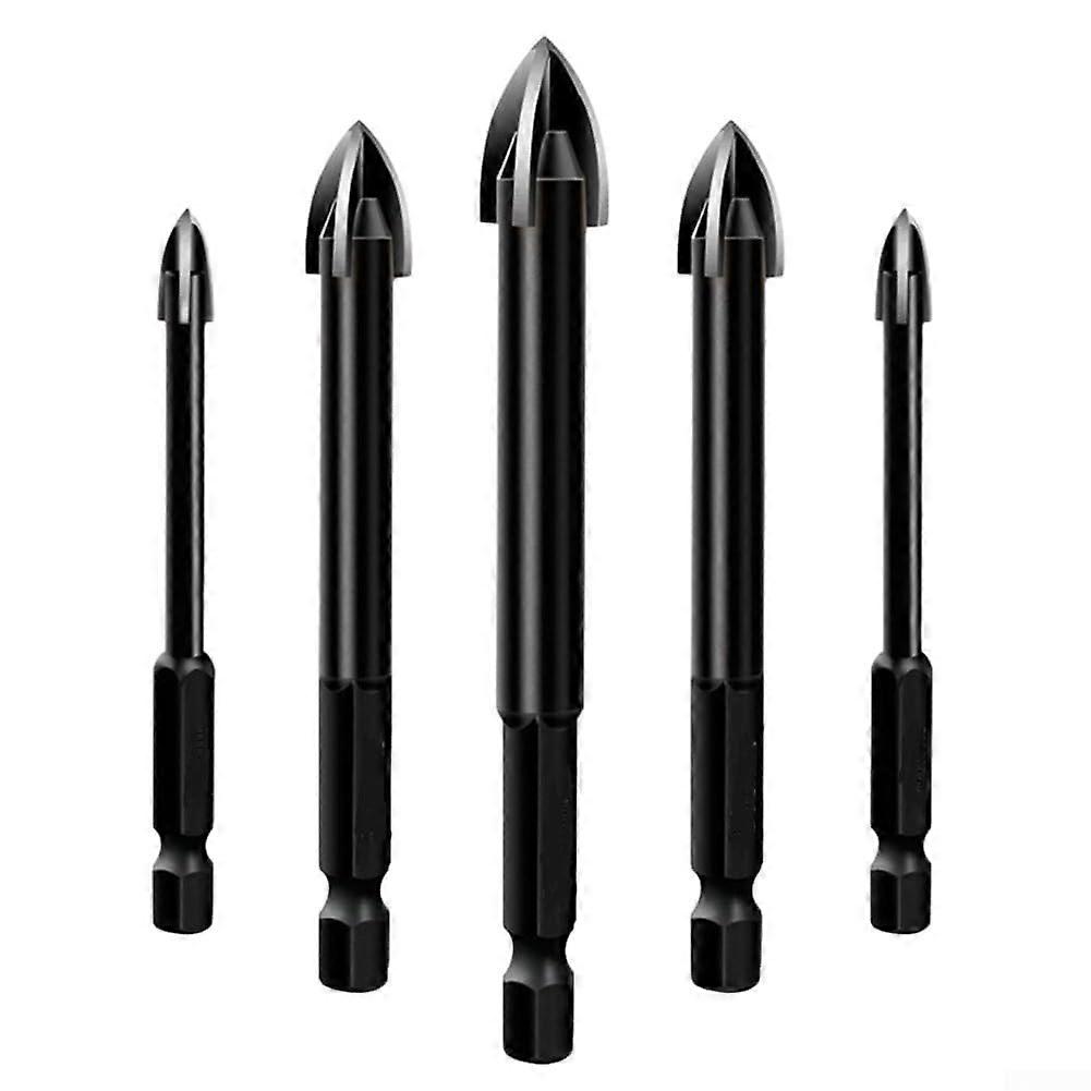 Drill Bits,Drill Bit Set, 5PCS Multifunctional Cross Triangle Drill Bit Drilling Set, Tool Cross Alloy Triangle Drill Bit with Carbide