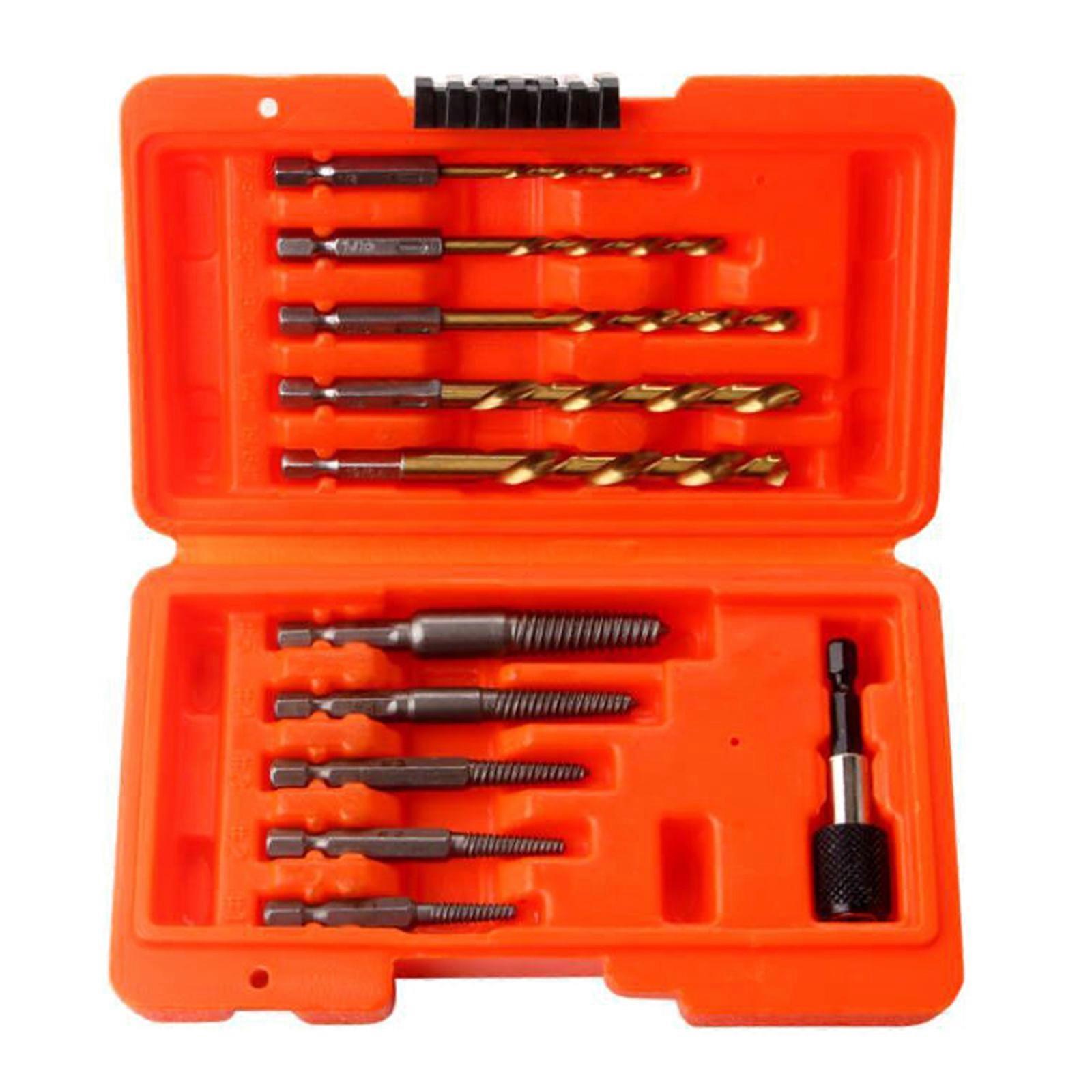 11pcsスクリューエクストラクターセットスクリューリムーバー損傷したネジと事前穴あけ作業を取り除くための小さなスクリュー抽出