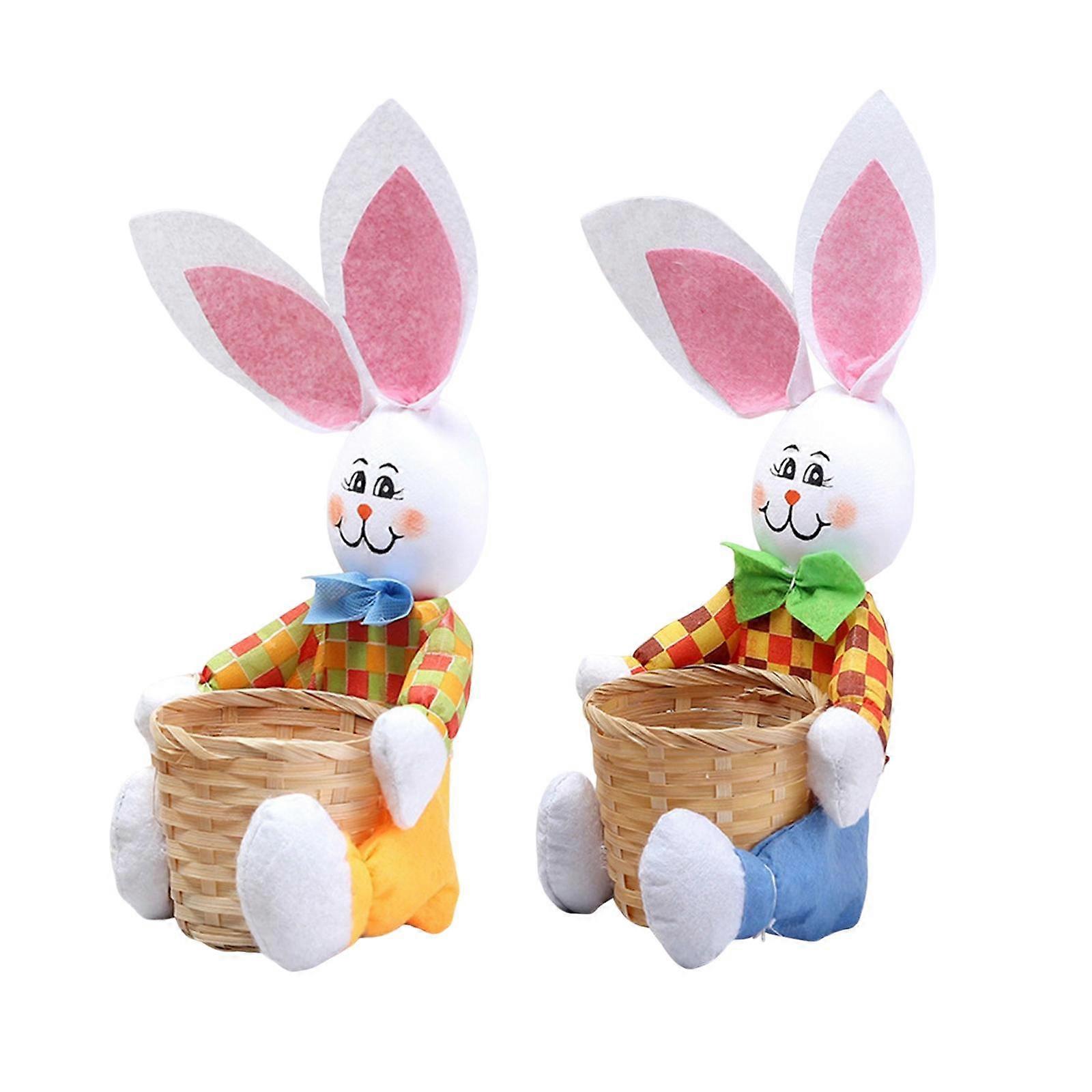 2 Pieces Cute Easter Rabbit Basket Reusable Eggs Candy Basket Holiday Decor