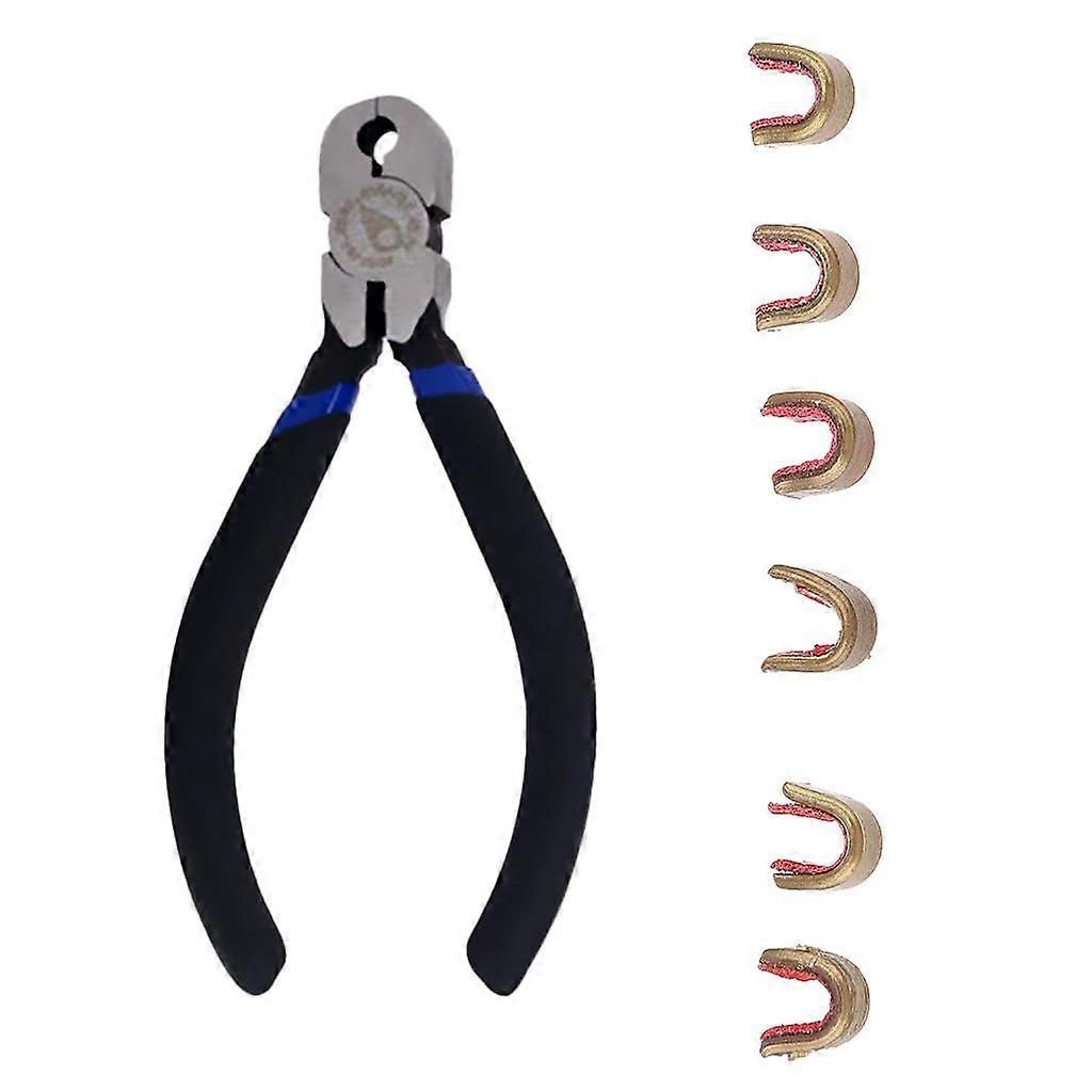 6 Pcs Bowstring Nocks Set Buckle Clips Nocking Point + 1pcs Black Pliers