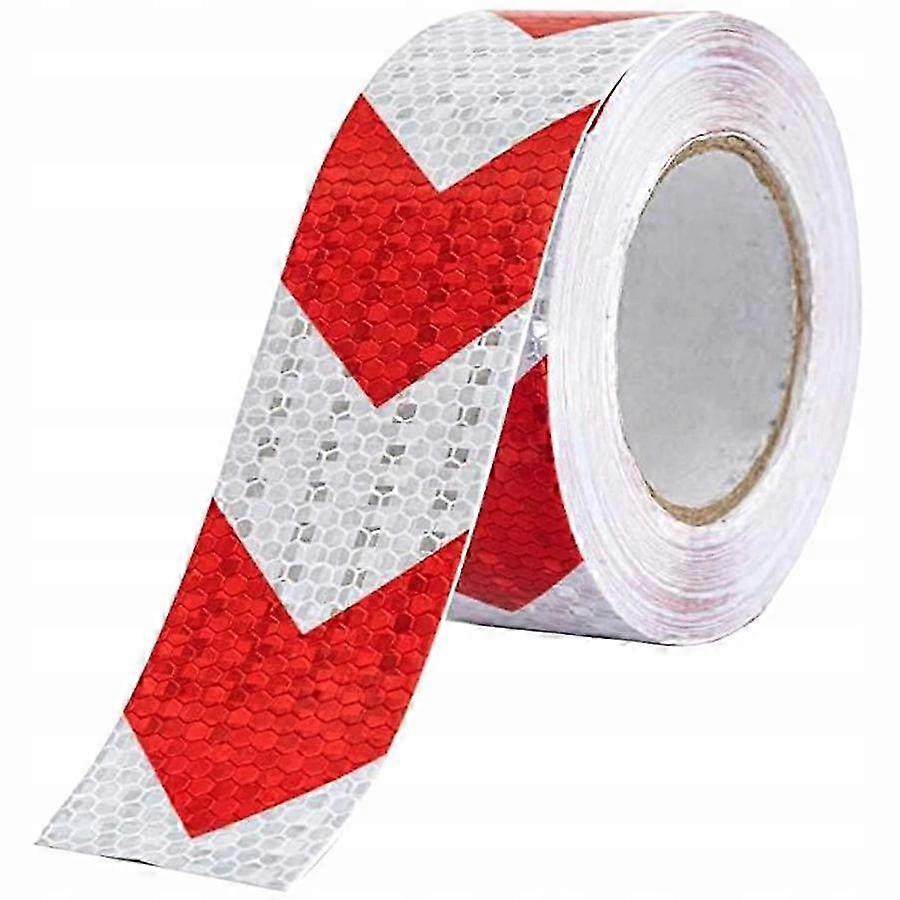 Warning tape reflective red white 25m p