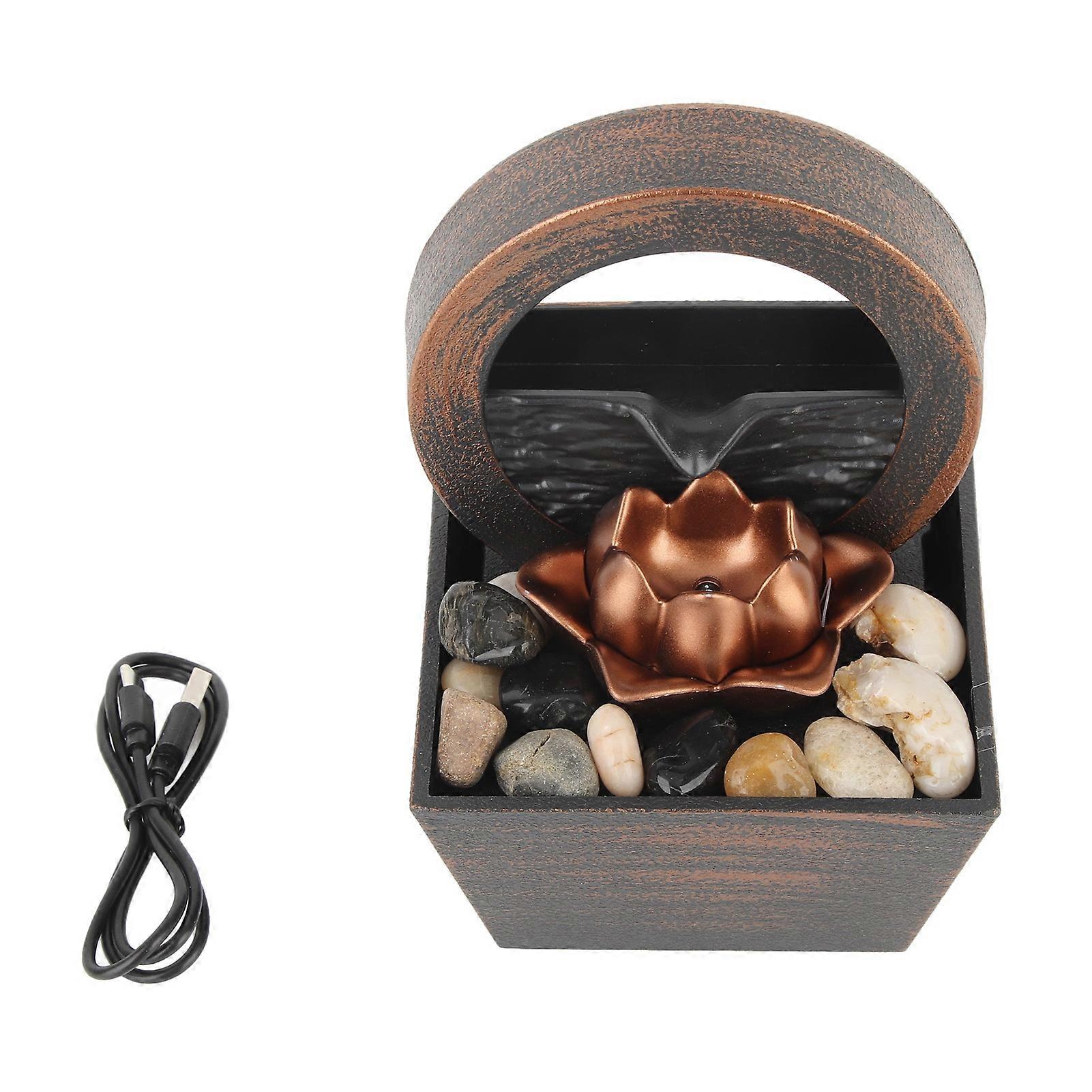 USB Tabletop Water Fountain with LED Light, Indoor Decorative Cascading Fountain for Home Decor