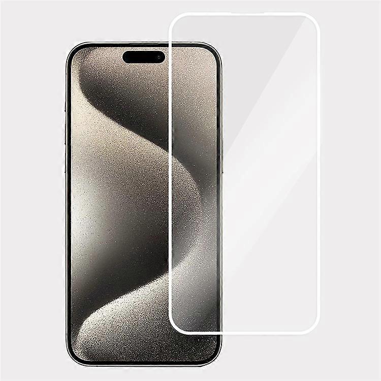 iPhone 15 Proスクリーンプロテクターフルグルー電気メッキホワイトエッジ高アルミニウムシリコーンガラスフィルムに対応