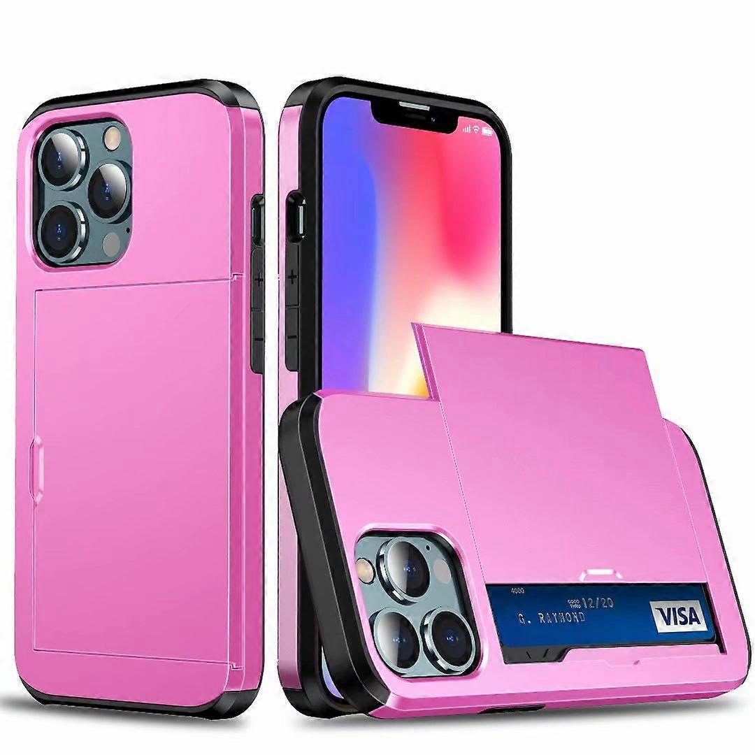 Case For Iphone 13mini Pink Sliding Card Holder
