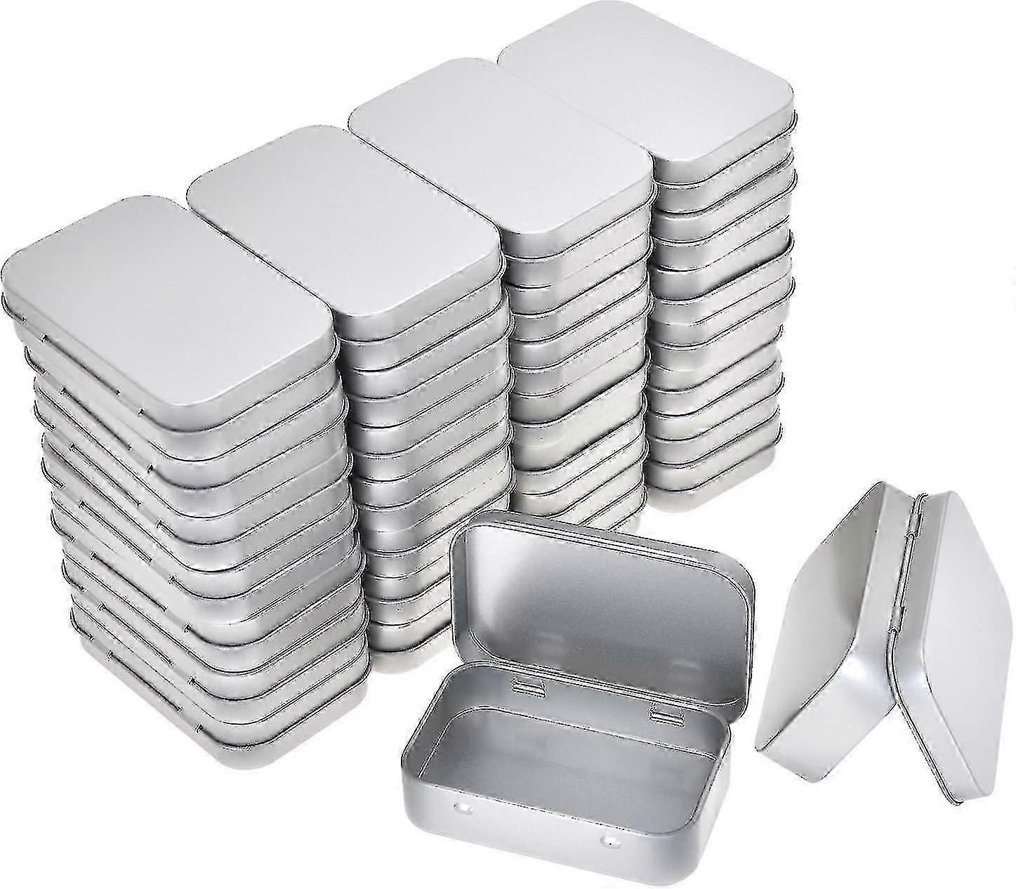 Metal Hinged Rectangular Storage Tins, 30-Pack Silver Empty Small Containers for Home Organization & Portable Jewelry Craft Boxes
