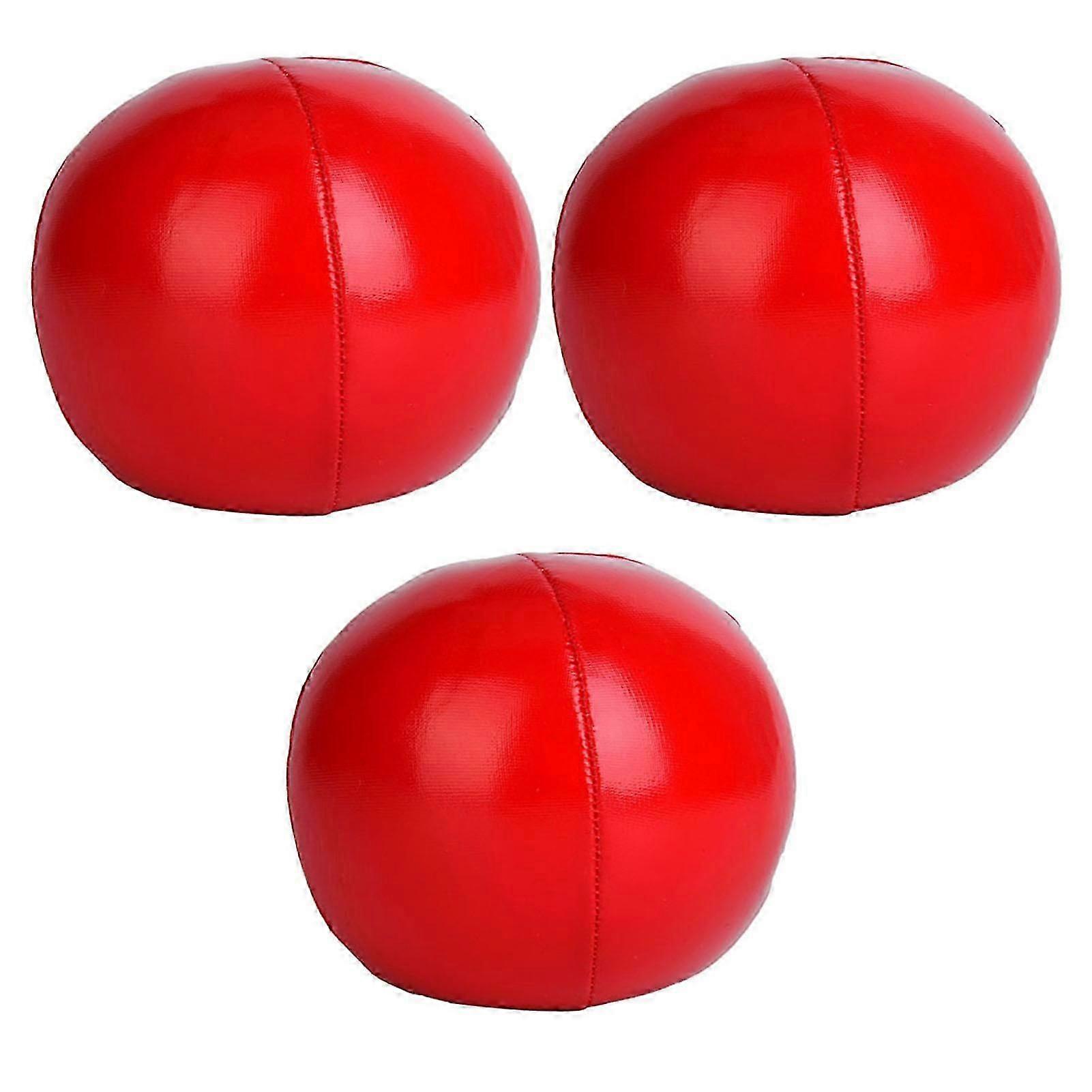 3 Pcs PU Juggling Balls Set for Beginners & Professionals, Clown Performance Training, Red