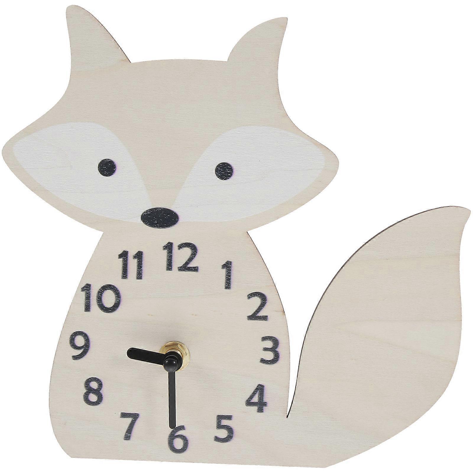 Cute Fox Shaped Wooden Wall Clock for Home Decor – Easy Installation, Ideal for Housewarming and Nursery – No Battery Required