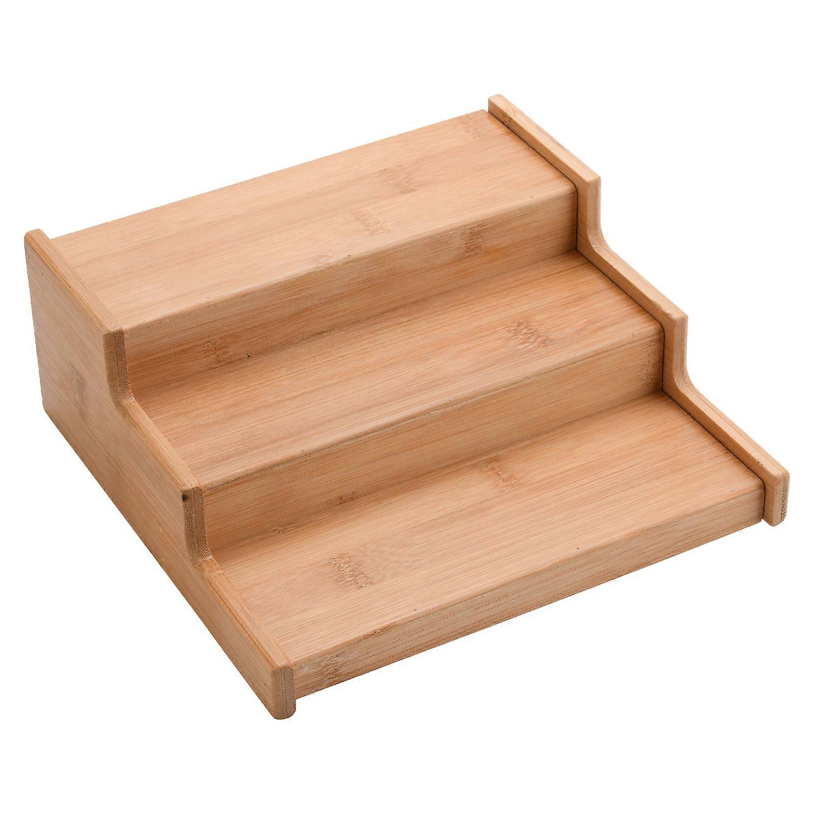 Bamboo 3-Tier Adjustable Spice Rack Organiser Kitchen Storage Shelf Compact Design Durable Material 23x24x9.5cm Space-Saving Solution for Home Us