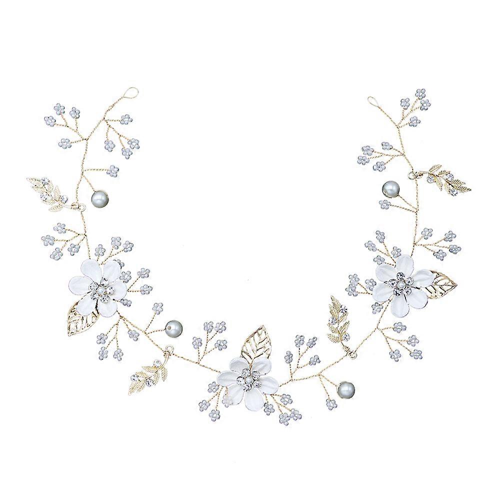 Rhinestone Pearl Headband, Adjustable Shape for Bridal Gatherings