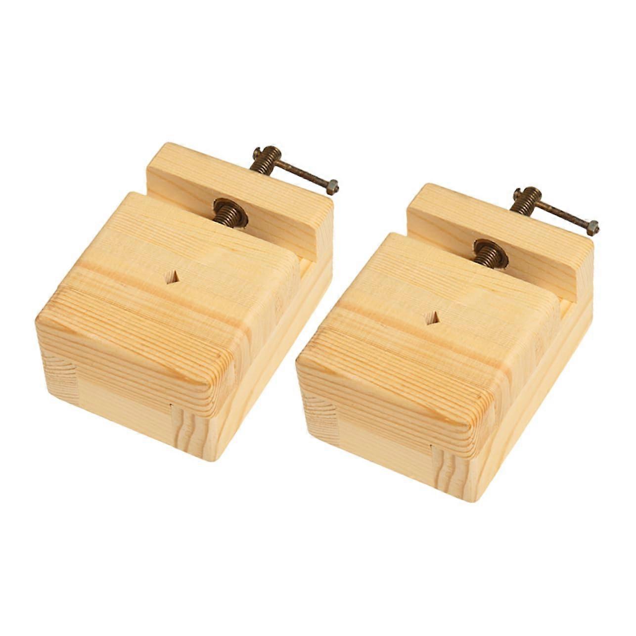 Carving Clamp for Stamp Clip Carving Sculpture Tool - Wooden Attachment for Building Blocks, Bamboo, Pack of 2, Size 2 Inches